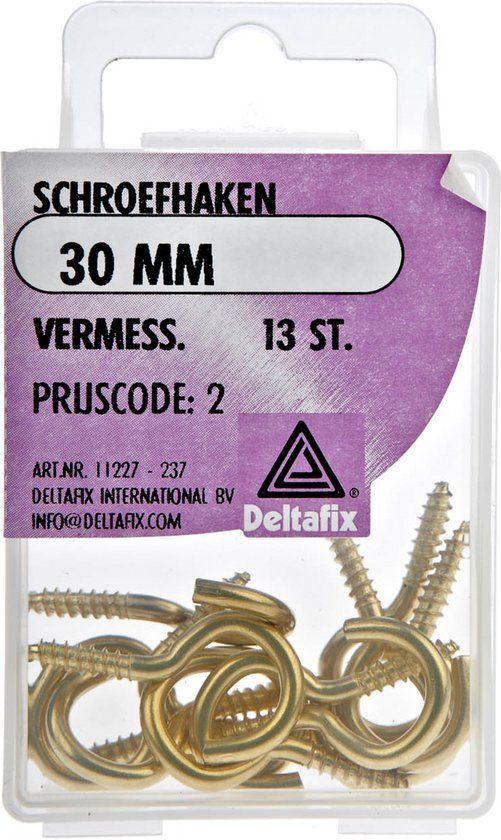 Deltafix Schroefhaken - Vermessingd - 30 mm - 13 Haken