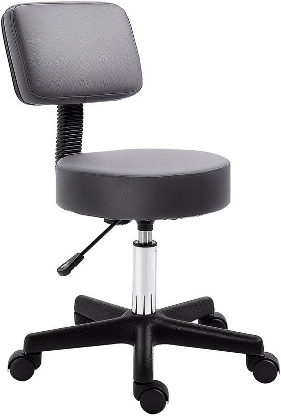 HOMCOM Salonhocker Kunstleder, Schaumstoff, Φ35 x H(72-84)cm, Grau