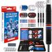 WINMAU Darts - PDC Ultimate Set - 22g stalen tip professionele messing dartset en accessoires - inclusief dartpijlen, schachten, puntenslijper en zwart transparant plastic toernooi koffer