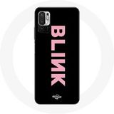 Maniacase Hoesje voor Xiaomi Redmi Note 10 5G Blink Fandom Blackpink Roze Logo Zwarte Achtergrond