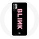 Maniacase Hoesje voor Xiaomi Redmi Note 10 5G Blink Fandom Blackpink Roze Logo Zwarte Achtergrond