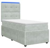 vidaXL LED Boxspringbed met Matras Lichtgrijs 90 x 200 cm Fluweel