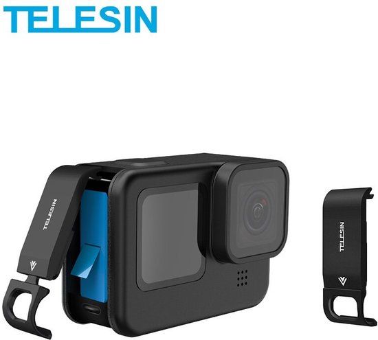 Telesin Batterij Side Deksel Verwijderbaar Aluminium GoPro 9 / 10 / 11 / 12 - Zwart