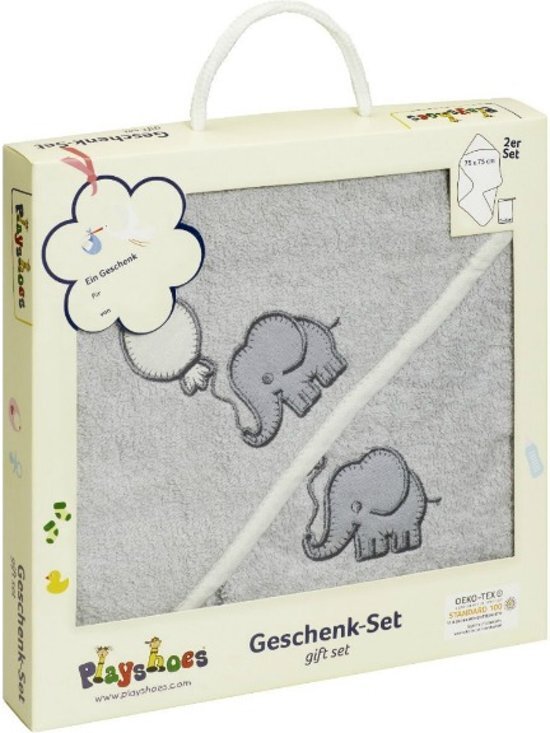 Playshoes badcape cadeauset olifant grijs grijs