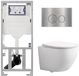QeramiQ Dely Swirl Toiletset - reservoir à encastrer Geberit UP320 - avec cadre Burda - abattant slim - plaque de déclenchement en métal inox - boutons ronds - blanc brillant