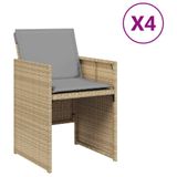 VidaXL Fauteuils de jardin 4 pièces avec coussins poly rotin mélangé beige