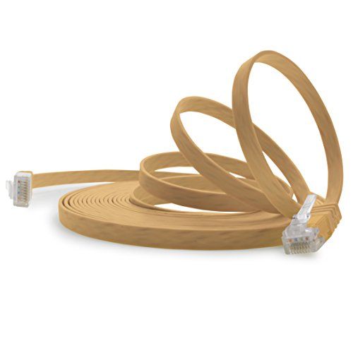 1aTTack.de 5m - Lichtbruin - 1 stuk - Cat.6 platte netwerkkabel Cat6 platte kabel ultra platte Cat.6 patchkabel 1000 Mbit/s Gigabit LAN (RJ45) plat slank micro