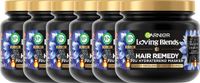 Garnier Loving Blends Magnetic Charcoal Hair Remedy Haarmasker Voordeelverpakking - Intens Hydraterend Masker, Speciaal Ontwikkeld Voor Droge Lengtes - 6 x 340ml