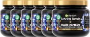 Garnier Loving Blends Magnetic Charcoal Hair Remedy Haarmasker Voordeelverpakking - Intens Hydraterend Masker, Speciaal Ontwikkeld Voor Droge Lengtes - 6 x 340ml