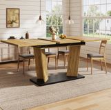 MODFU Uitschuifbare Eettafel - MDF - Eikenkleur - 160 x 80 x 76 cm