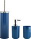 MSV Moods Toiletborstel in houder/beker/zeeppompje badkamer set - metaal/kunststof - donkerblauw