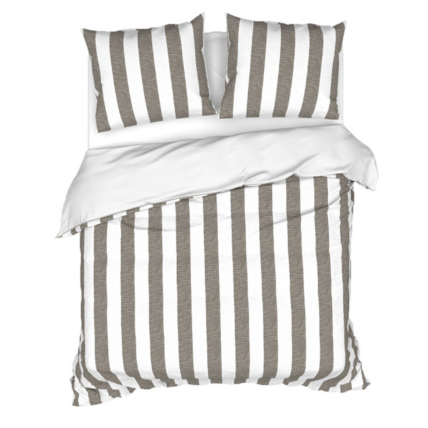 Heckett & Lane Quinn Dekbedovertrek - Fossil Taupe - Lits-Jumeaux XL 260x200/220 cm - Katoen - Bruin
