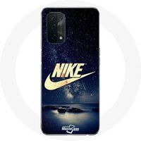 Nike Etui voor Oppo A74 5G Logo Goud Sterrennacht Maniacase