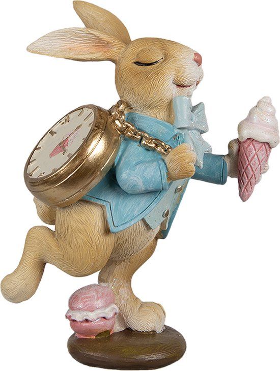 Clayre & Eef Beeld Konijn 14 cm Bruin Polyresin Paasdecoratie