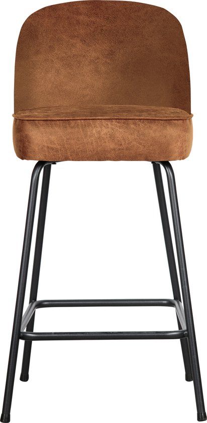 BePureHome WOOOD Vogue Barstool - Cognac - Recycle Leather - 89x50x55 cm