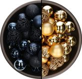 Bellatio Decorations Boules de Noël mélange - 74 pièces - or et bleu foncé - 6 cm - plastique