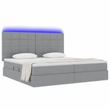 vidaXL - LED - opbergbed - met - matras - Lichtgrijs - 200 - x - 200 - cm - Stof