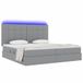 vidaXL - LED - opbergbed - met - matras - Lichtgrijs - 200 - x - 200 - cm - Stof