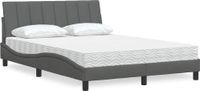 Prolenta Maison Exclusive Bed met matras "Hanko", donkergrijs, 140x190 cm, gestoffeerd
