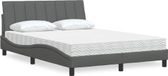 Prolenta Maison Exclusive Bed met matras "Hanko", donkergrijs, 140x190 cm, gestoffeerd