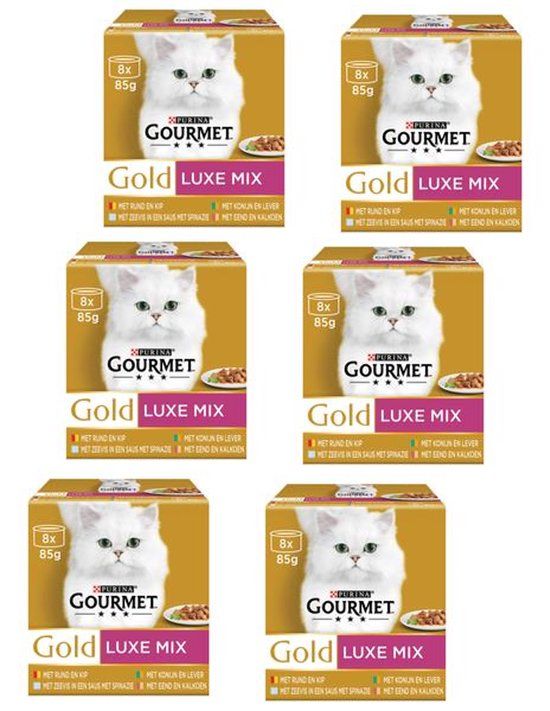 Gourmet Gold Luxe Mix Kattenvoer - Vis/Vlees - 48 x 85 g