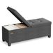 SONGMICS Pouf de rangement, Banc de rangement avec pieds, 112 L, 110 x 38 x 40 cm | Coffre de rangement avec couvercle rabattable, aspect lin, jusqu'à 300 kg, pour chambre à coucher, gris ardoise, Collection MELISA LSF079GN01