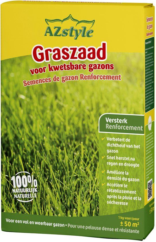 Ecostyle - Graszaad versterk 1kg - Speciaal voor Kwetsbare Gazons - voor 50 m2