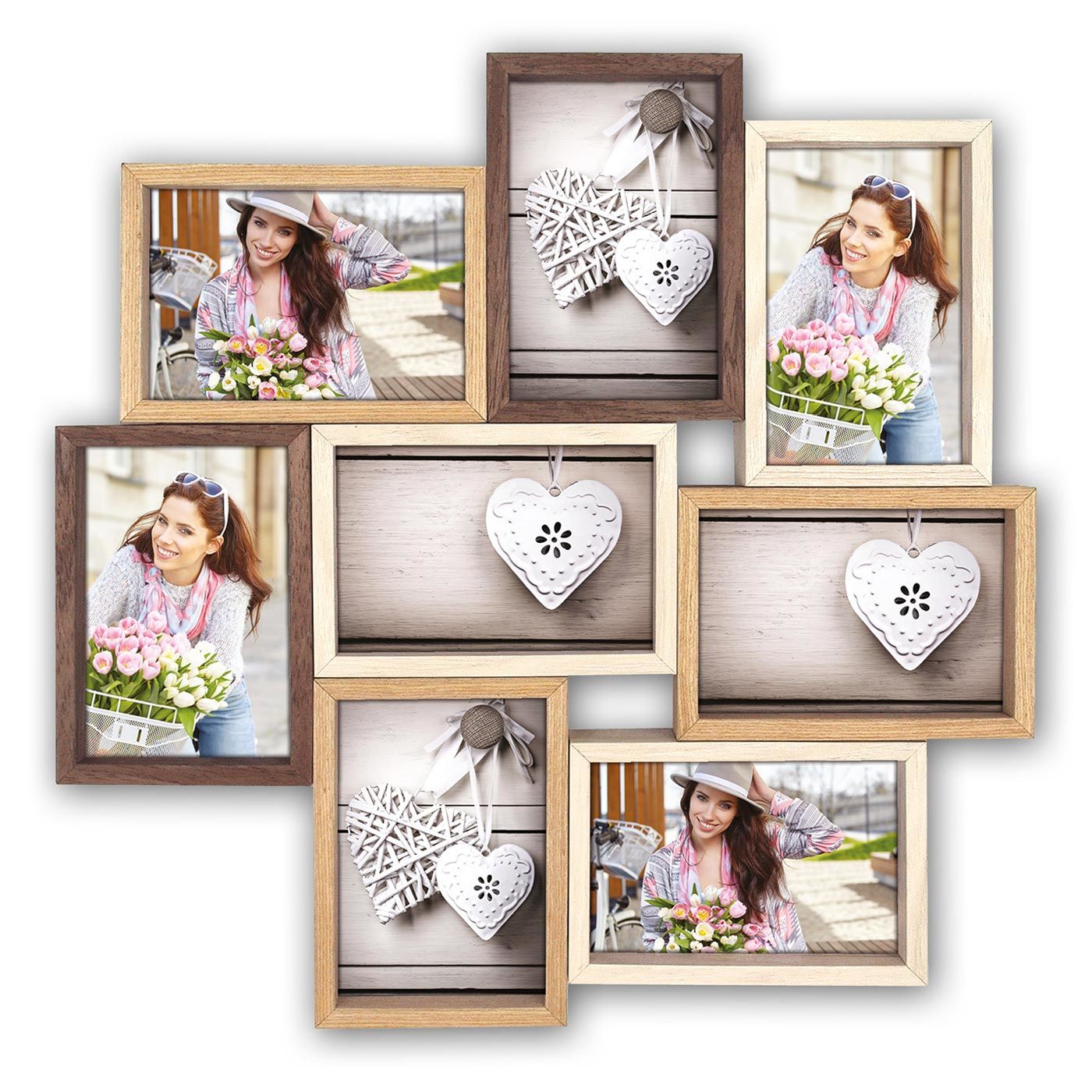 ZEP Montreaux Multi Picture Frame - 8 Photos 13x18cm - Beige/Brown - Wall Mount