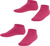 Esprit Foot Logo 2-Pack kort eenkleurig katoen multipack sneakersokken enkelsokken kinderen rood - maat 23-26