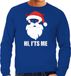 Bellatio Decorations Devil Santa Kerst sweater / Kerst trui hi its me blauw voor heren - Kerstkleding / Christmas outfit XL