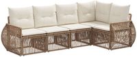 vidaXL Tuinbankenset 5-zits Beige en Crème Wit Polyrattan