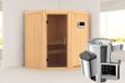 Karibu Tonja Sauna met Dakkraag Antracietglas Biokachel 3,6 kW Externe Bediening