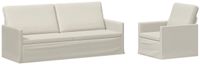 vidaXL - Bankstel - 2 - pcs - Crèmekleurig - fluweel