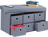 Merkloos Relaxdays Zitbank met Opbergruimte - 6 Lades - Deksel - 39 x 76 x 38 cm - Halbank - Grijs