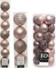 Decoris Kerstballen set kunststof lichtroze 6-8-10 cm - 59 stuks - mat en glans - mix formaten