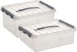 Sunware Opberg boxen set 4x stuks - kunststof - met deksel - in 10 en 15 Liter