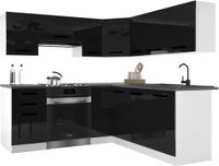 B BELINI GROUP BELINI Keukenblok ITALIA 6 - Keukenmeubel Set 360 cm Zwart met Werkbladen - Boven- en Onderkasten
