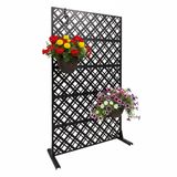 Relaxdays Zichtscherm, Ruitmotief Diamond, Tuin, Balkon & Zwembad, Paravent, HxB: 183 x 110 cm, Metaal, Zwart