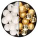 Decoris Kleine kerstballen - 32x st - goud en wit - D4 cm - plastic - kerstversiering