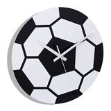 Relaxdays Voetbal Wandklok, Ø 30 cm, voetbalhorloge voor kinderen, zonder cijfers, decoratie voor kinderkamer en tienerkamer, zwart/wit