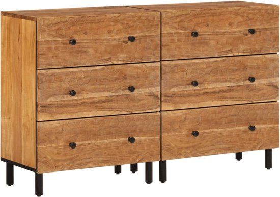 vidaXL Bijzetkasten - 2 stuks - Massief Acaciahout - Naturel - 60x33x75 cm