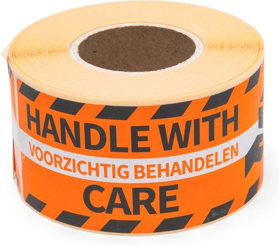 Raadhuis HANDLE WITH CARE - Oranje/Zwart Etiket - 250 Stuks - RD-313001