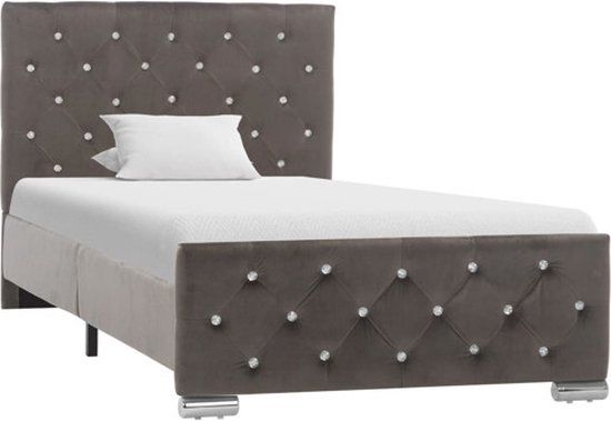 vidaXL Bedframe fluweel grijs 90x200 cm