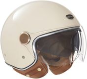 Nox Exklusiv Jethelm - Scooter helm met Ingebouwd Zonnevizier - Crème - Maat XS