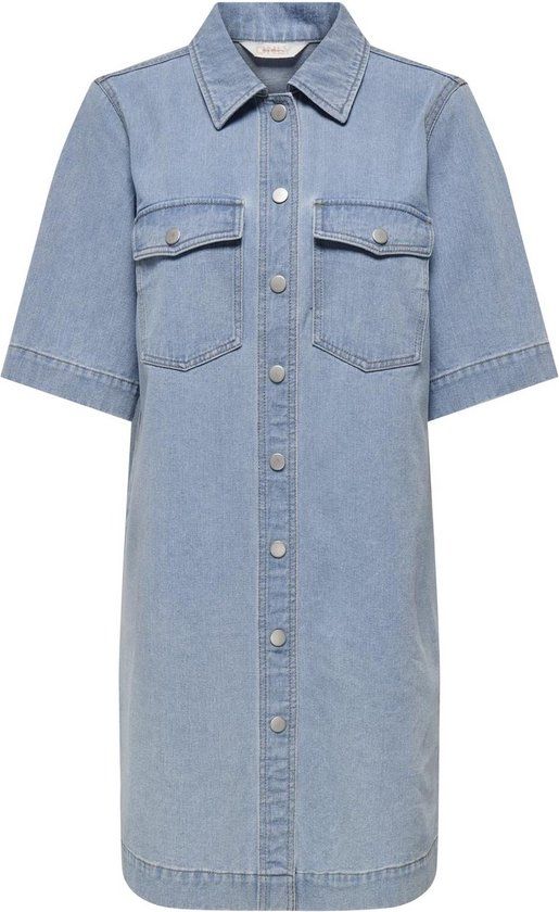 ONLY ONLBELLE S/S BUTTON DRESS DNM GUA NOOS Dames Jurk - Light Blue Denim
