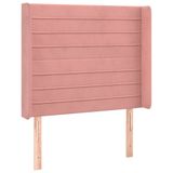 VidaXL Hoofdbord met randen 93x16x78/88 cm fluweel roze