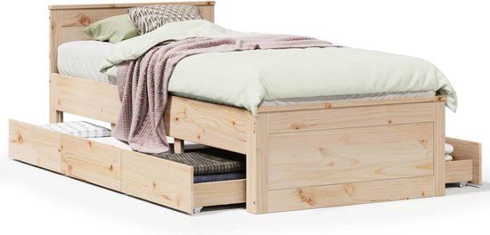 vidaXL Bedframe Grenenhout 90x200 cm - Met Hoofdbord