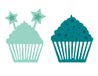 Fijne stanssjabloon voor verjaardag, cupcakes 2 en