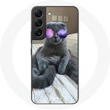 Maniacase Hoesje voor Samsung Galaxy S22 Kat met paarse bril