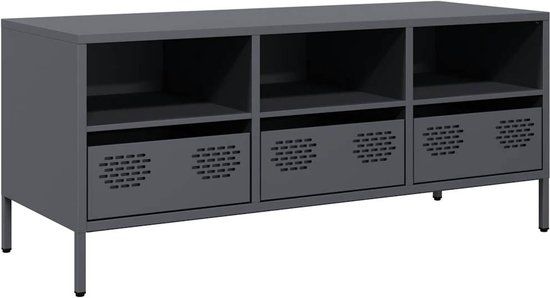 vidaXL Tv-meubel 101,5x39x43,5 cm koudgewalst staal antracietkleurig
